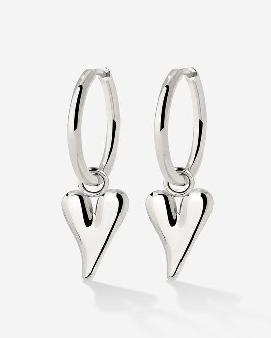 Flowy Heart Hoop Set Medium Silber