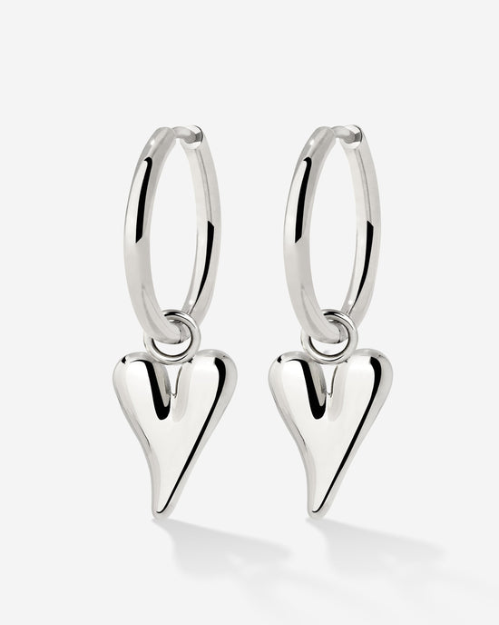 Flowy Heart Hoop Set Medium Silber