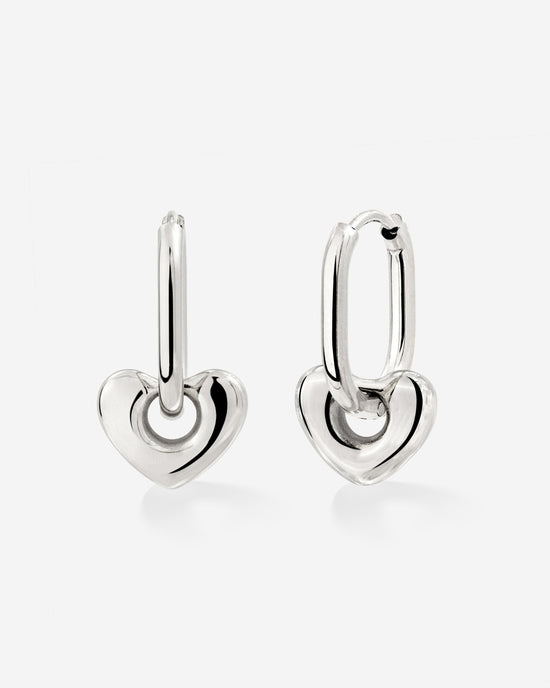 Phat Heart Oval Hoop Set Baby Silber