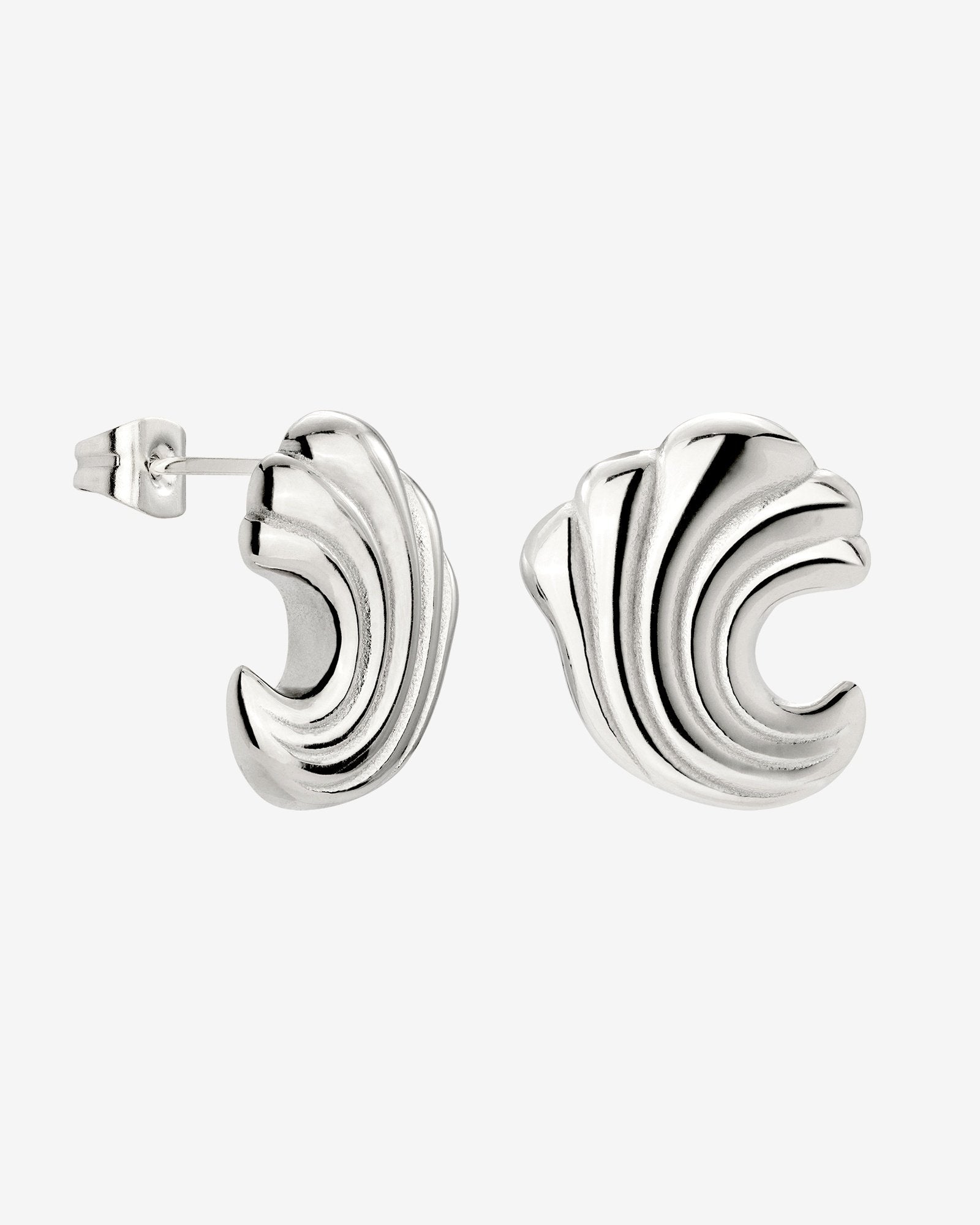 Bold Wave Studs Silber