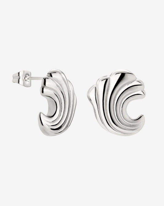 Bold Wave Studs Silber