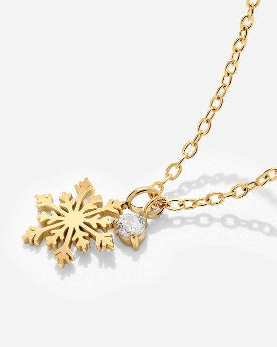 Sparkling Snowflake Necklace Gold