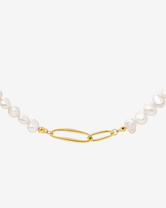 Fluidity Pearl Necklace Gold