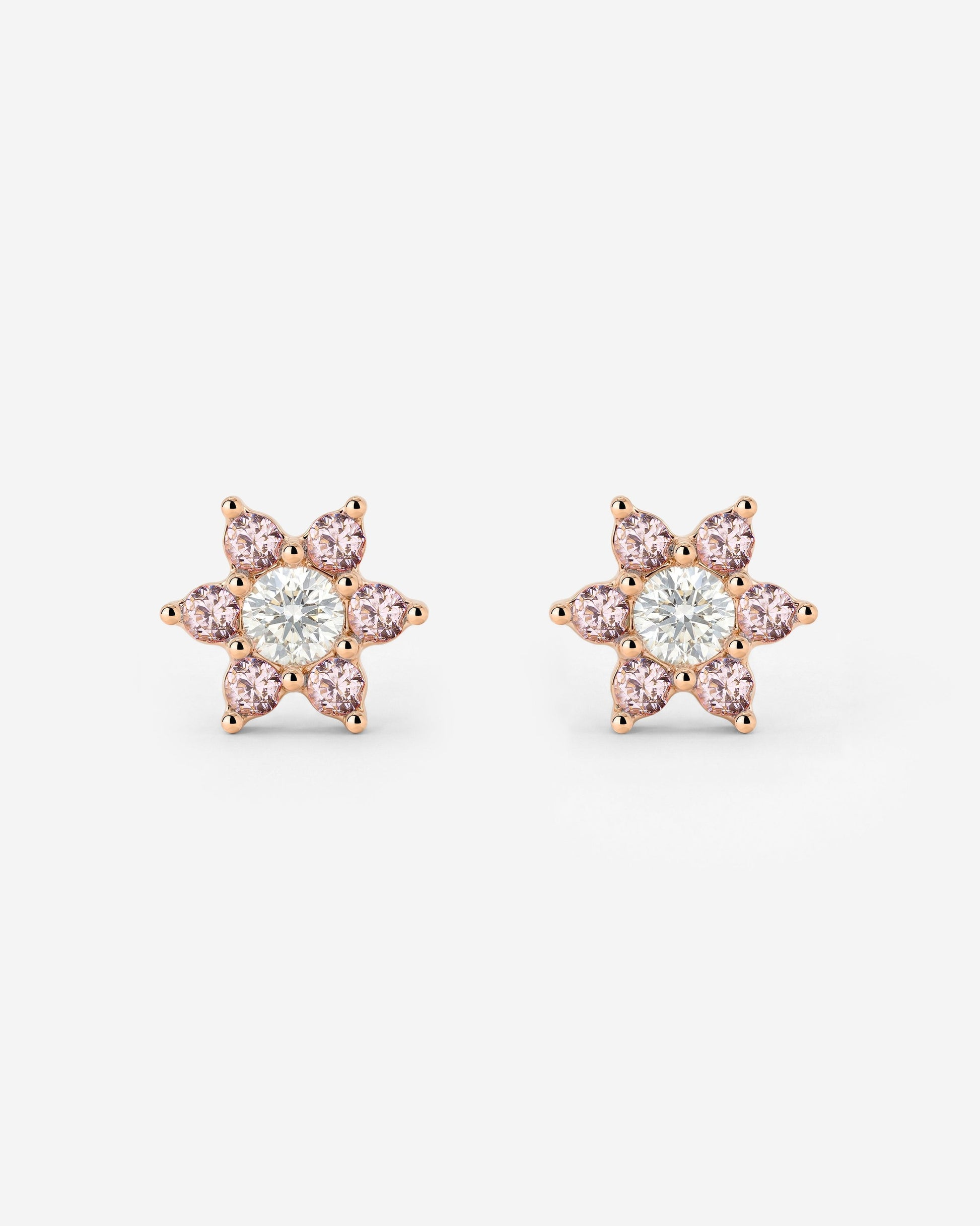 Sparkling Pink Petal Studs Roségold