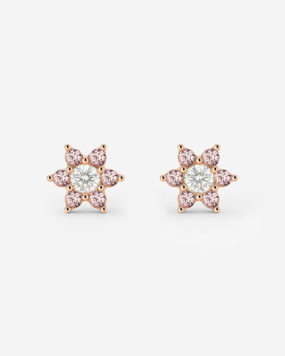 Sparkling Pink Petal Studs Roségold