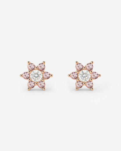 Sparkling Pink Petal Studs Roségold
