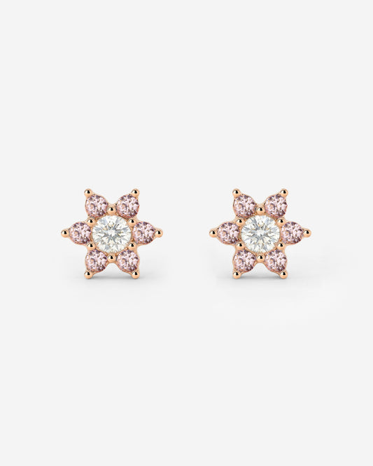 Sparkling Pink Petal Studs Roségold