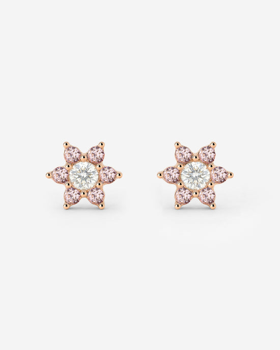 Sparkling Pink Petal Studs Roségold