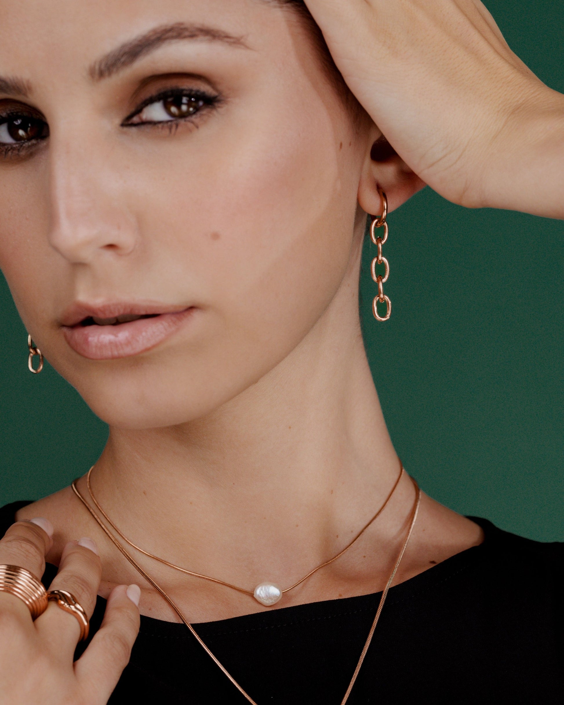 Long Link Hoop Set Small Roségold