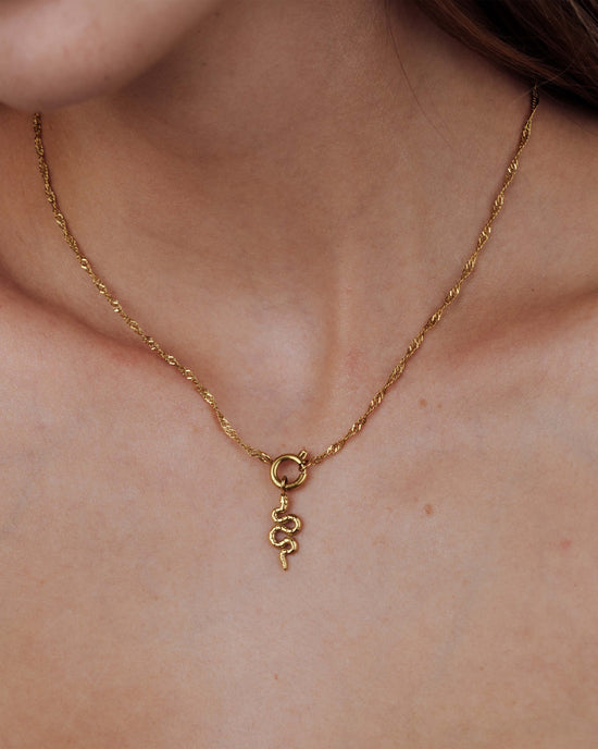 Serpent Singapore Chain Necklace Set Gold