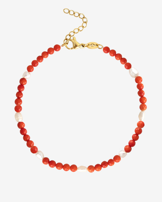 Coral Color Anklet Gold