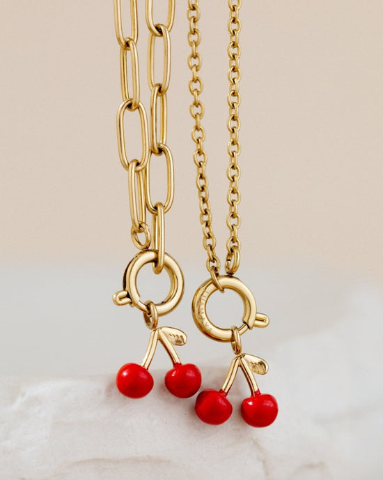 Very Cherry Oval Links Necklace Set Gold