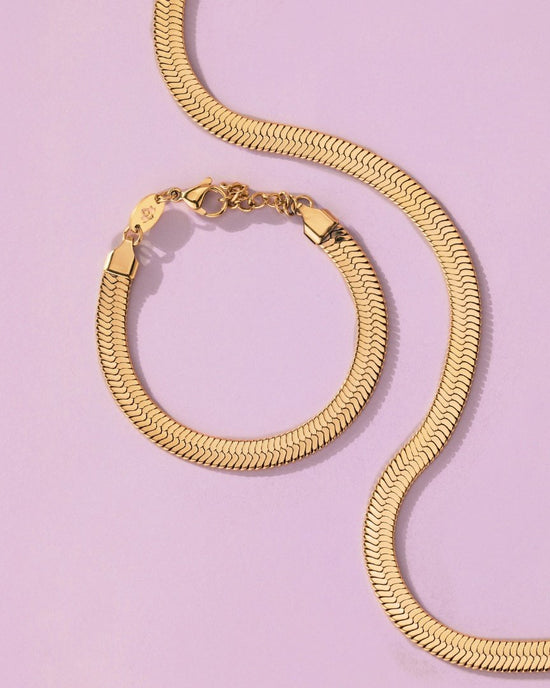 Bold Herringbone Bracelet Gold