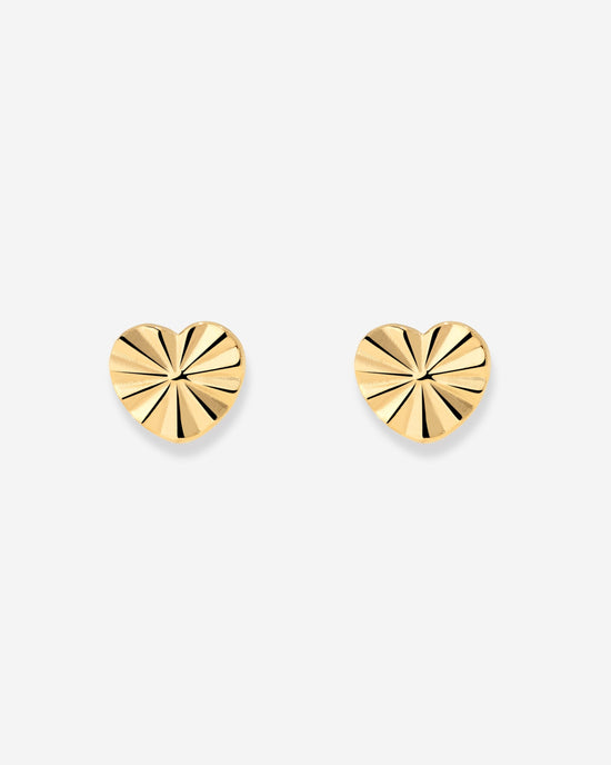 Glass Heart Studs Gold