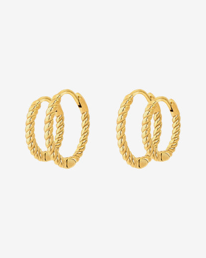 Twisted Hoop Bundle Small Gold