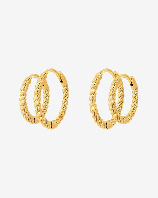 Twisted Hoop Bundle Small Gold