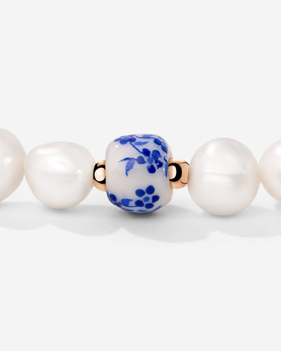Flower Tile Pearl Bracelet Roségold