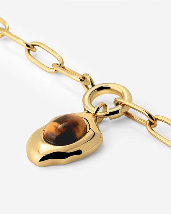 Tiger's Eye Oval Links Necklace Set Gold