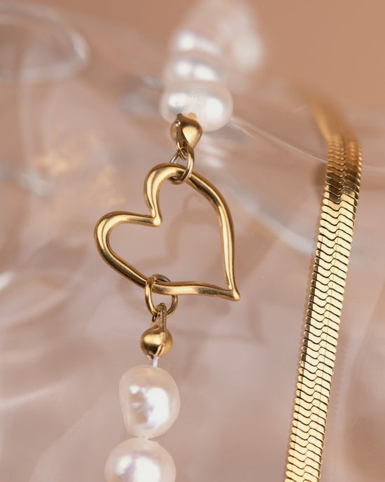 Melting Heart Pearl Bracelet Silber