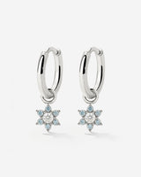 Blue Petal Hoop Set Small Silber