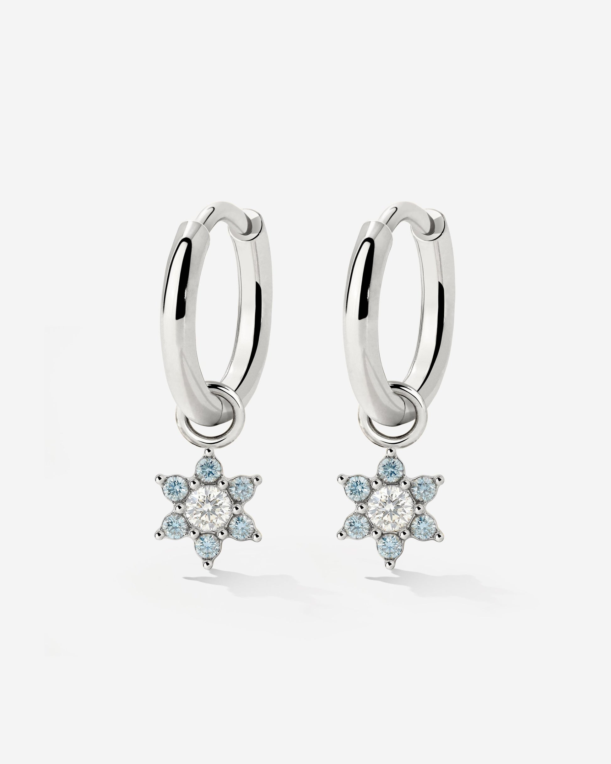Blue Petal Hoop Set Small Silber