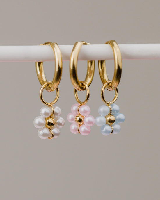 Forever Blue Daisy Hoop Set Small Gold