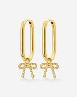 Dotted Ribbon Oval Hoop Set Small Gold