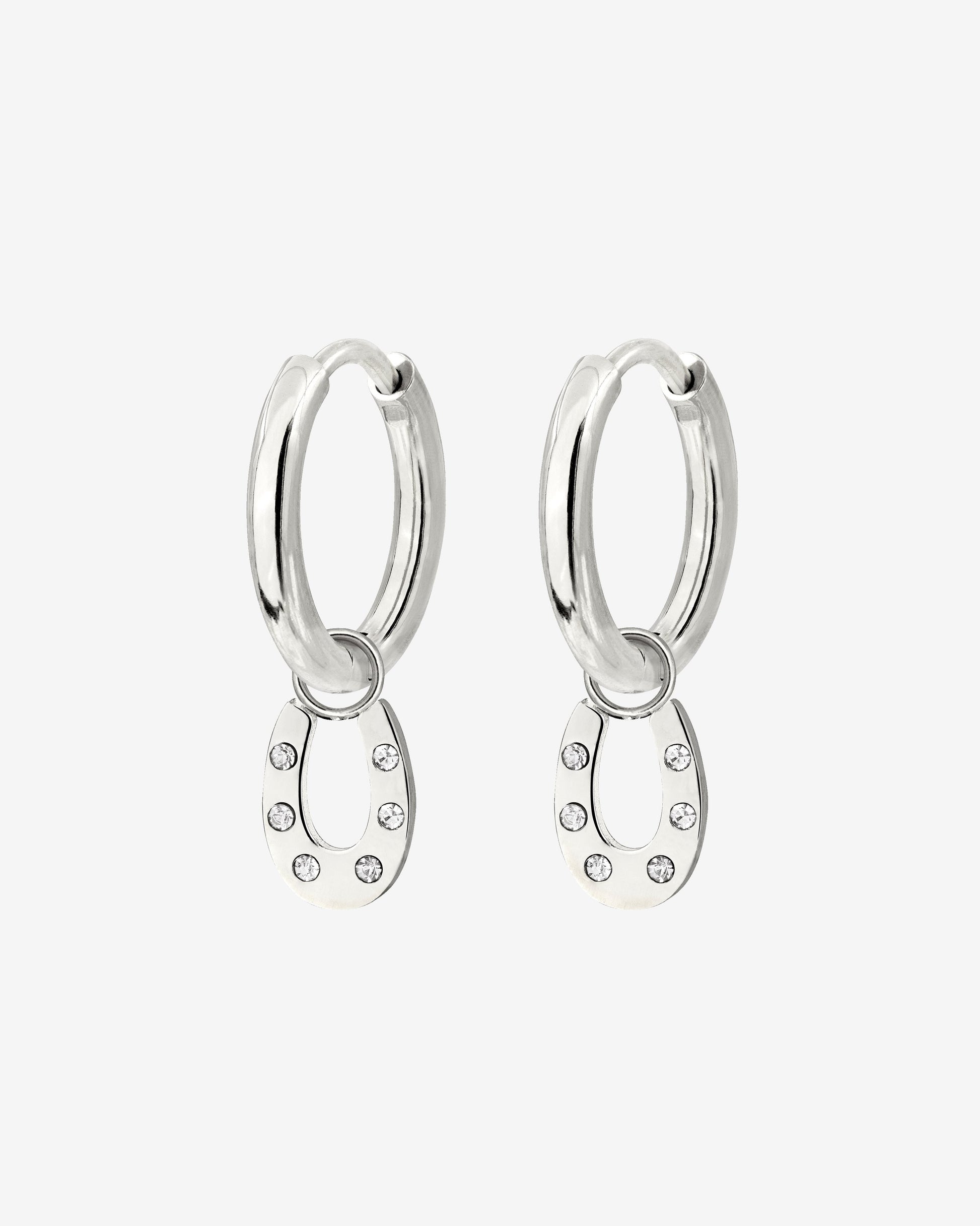 Blinged Horseshoe Hoop Set Small Silber