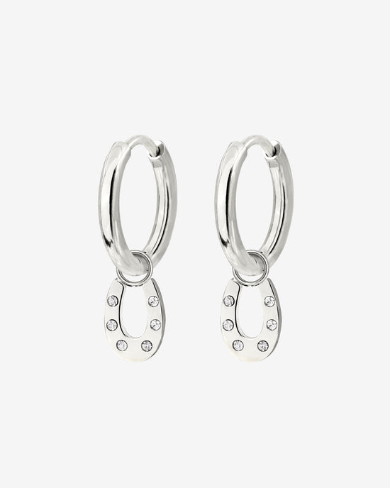 Blinged Horseshoe Hoop Set Small Silber