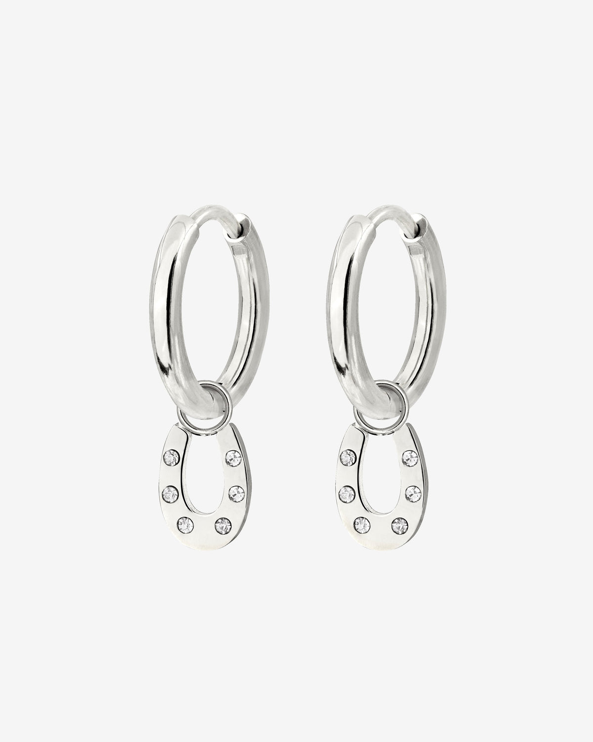 Blinged Horseshoe Hoop Set Small Silber