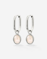 Blush Quartz Oval Hoop Set Baby Silber