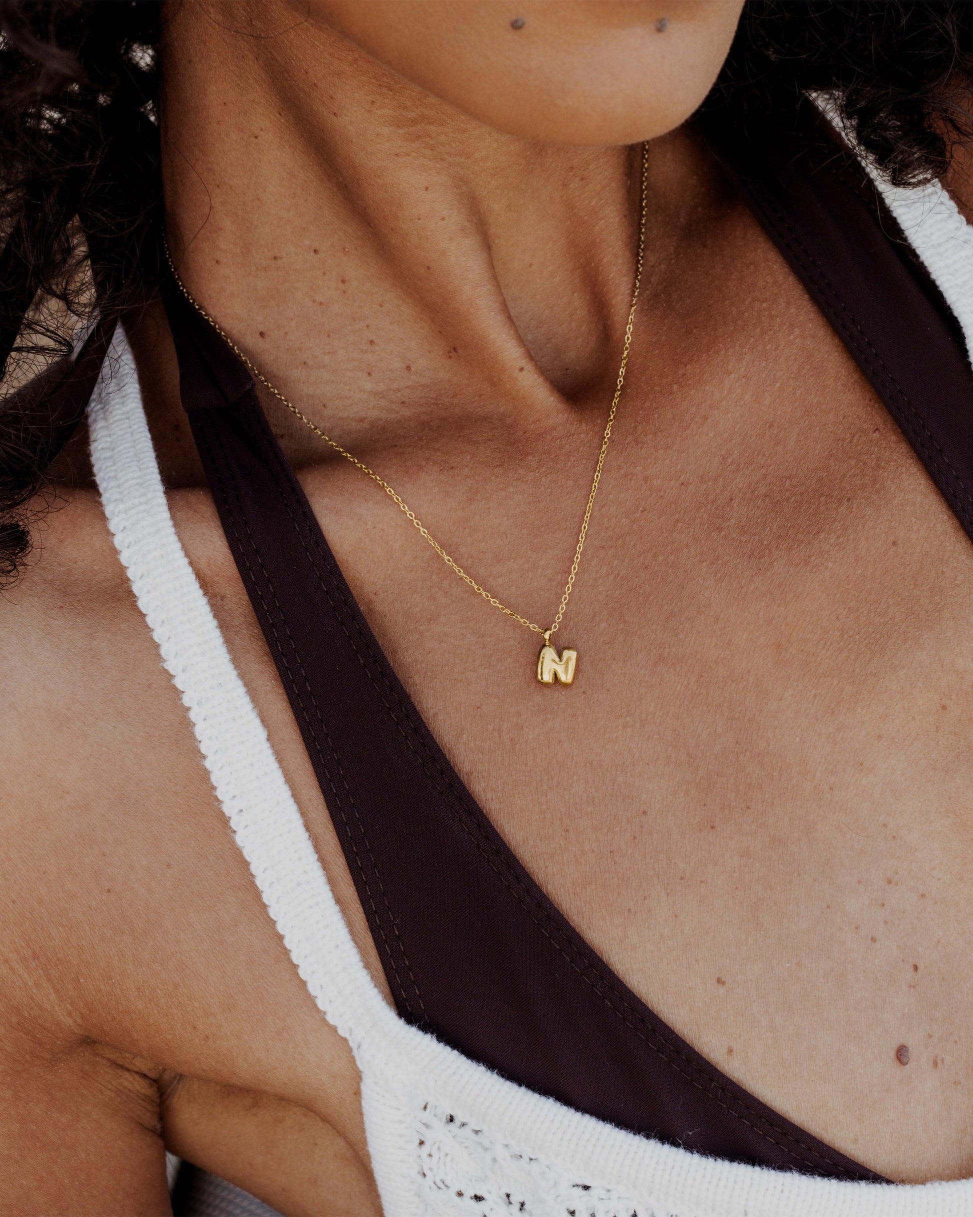 Bubble Letter Necklace Gold