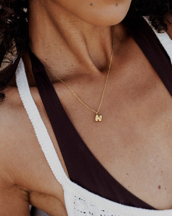 Bubble Letter Necklace Gold
