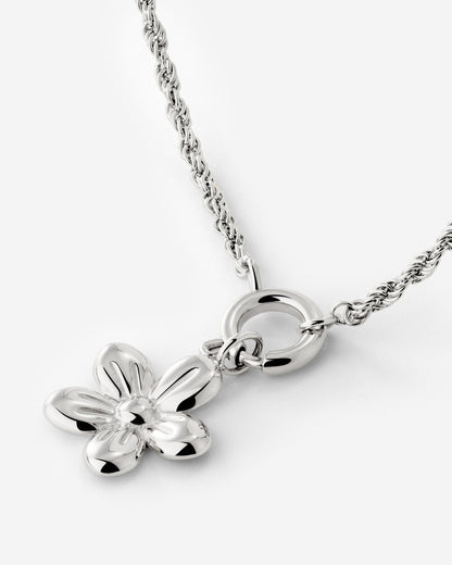 Blossom Rope Chain Necklace Set Silber