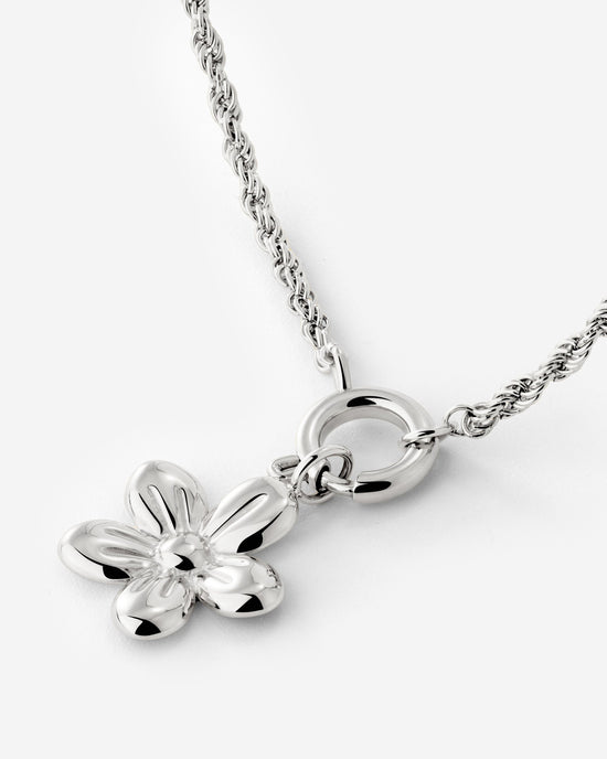 Blossom Rope Chain Necklace Set Silber
