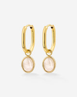 Blush Quartz Oval Hoop Set Baby Gold
