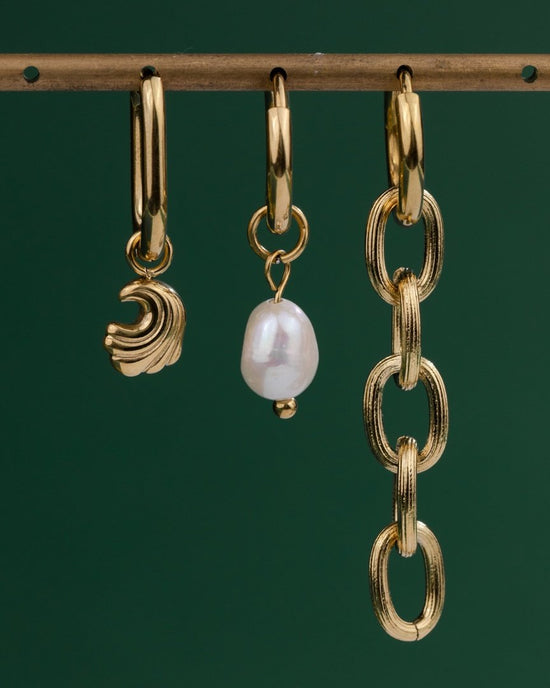 Curvy Wave Oval Hoop Set Baby Gold