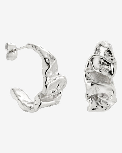Crinkled Hoop Studs Silber