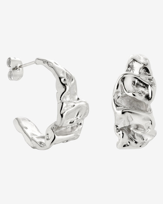 Crinkled Hoop Studs Silber