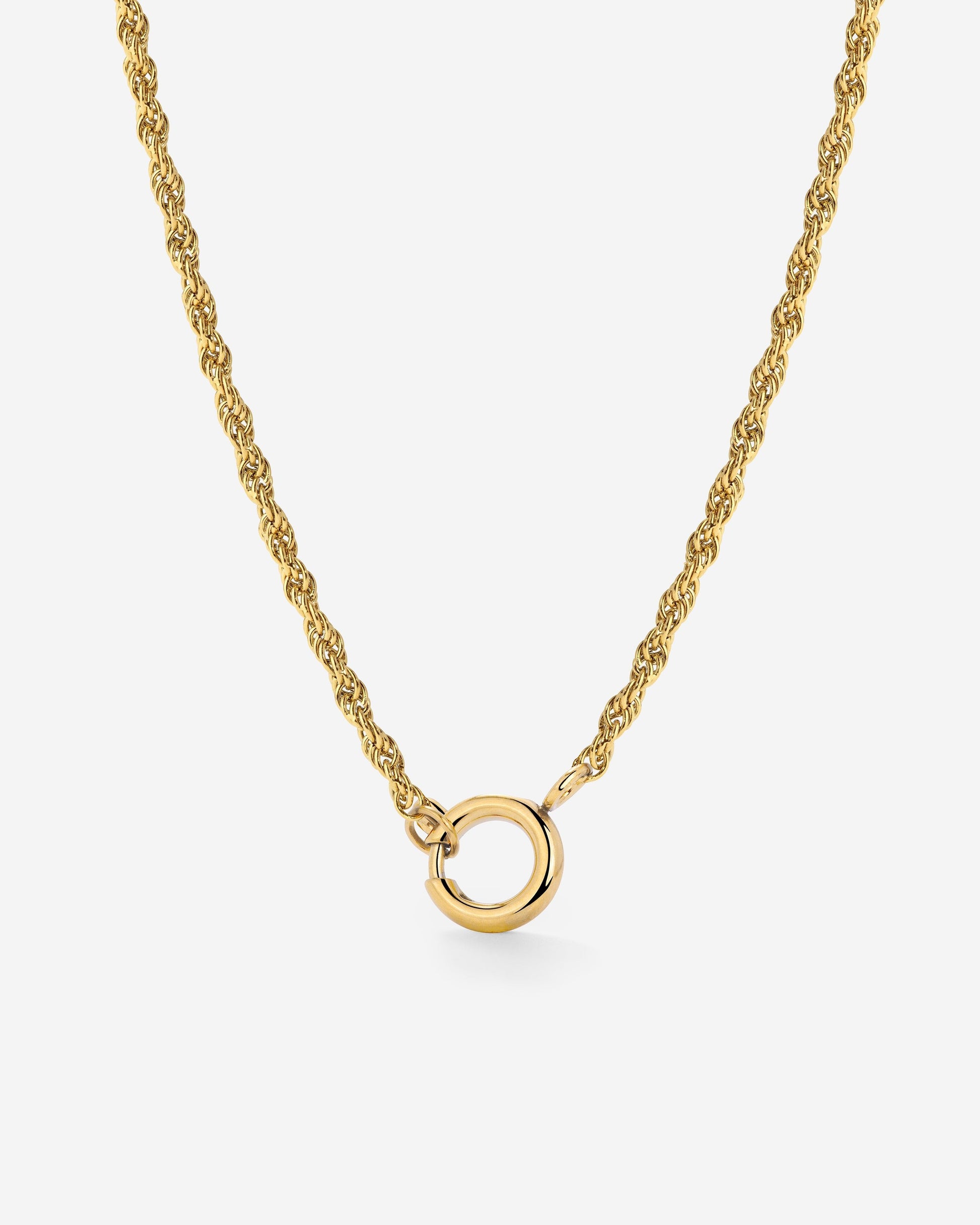 Rope Chain Charm Necklace Gold