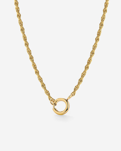 Rope Chain Charm Necklace Gold