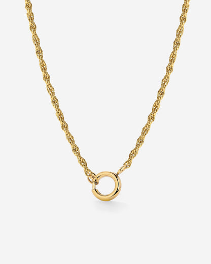 Rope Chain Charm Necklace Gold