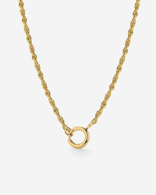 Rope Chain Charm Necklace Gold