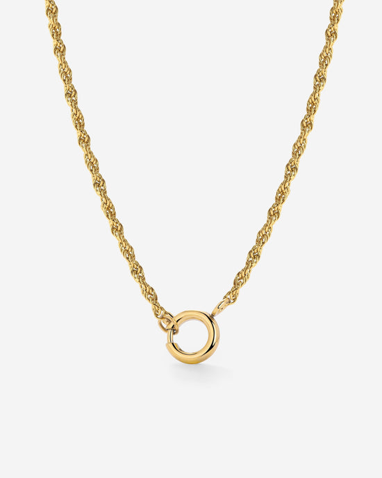 Rope Chain Charm Necklace Gold
