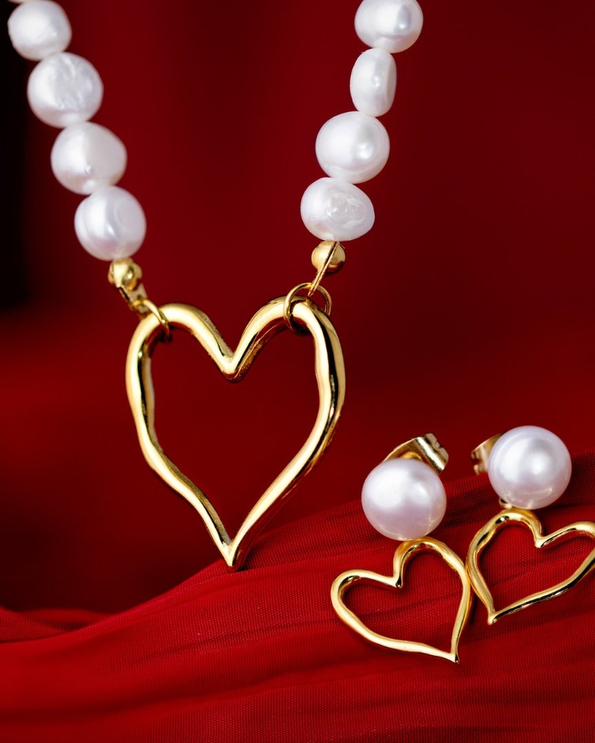 Melting Heart Pearl Studs Silber