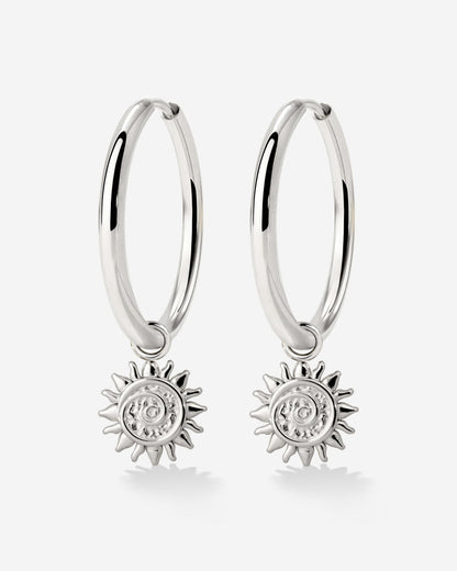 Sunny Swirl Hoop Set Large Silber