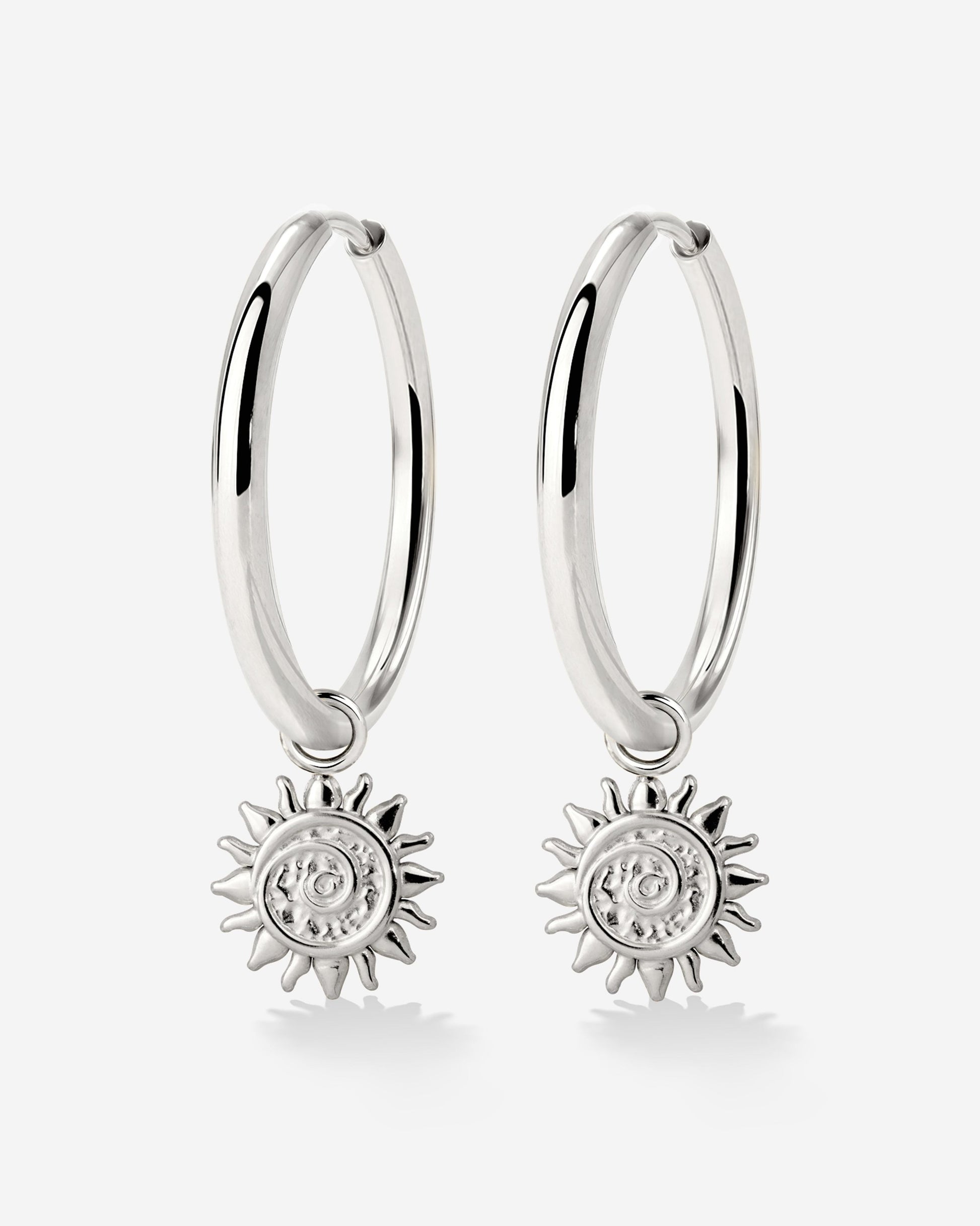 Sunny Swirl Hoop Set Large Silber
