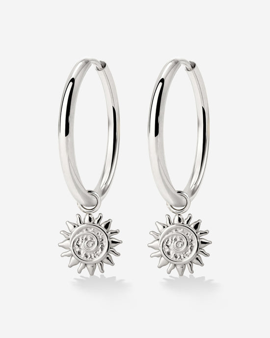 Sunny Swirl Hoop Set Large Silber