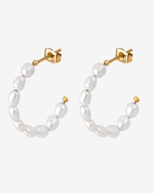 Pearly Leni Hoop Earrings Gold