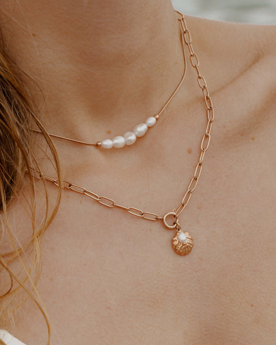 Ocean Lovers Oval Links Necklace Set Roségold
